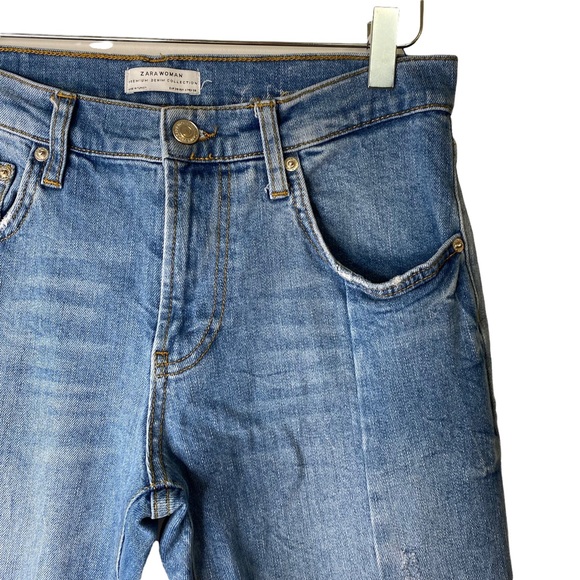 Zara Women Two Toned Premium Denim Collection Crop Ankle Jeans Size 4 - Picture 5 of 12